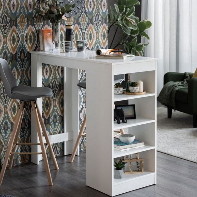 Tavolo Fisso Bianco 2 Posti Forma Rettangolare 120x50x105h cm, Materiale Piano in Legno Nobilitato - Sedriano