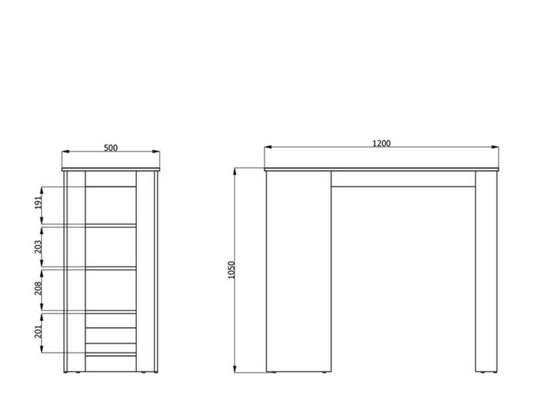 Tavolo Fisso Bianco 2 Posti Forma Rettangolare 120x50x105h cm, Materiale Piano in Legno Nobilitato - Sedriano