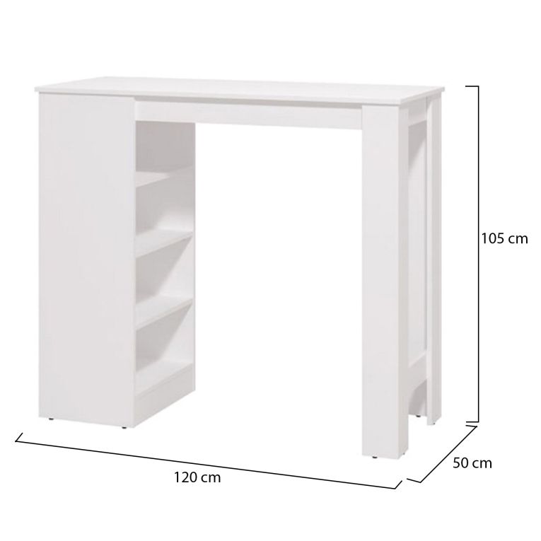 Tavolo Fisso Bianco 2 Posti Forma Rettangolare 120x50x105h cm, Materiale Piano in Legno Nobilitato - Sedriano