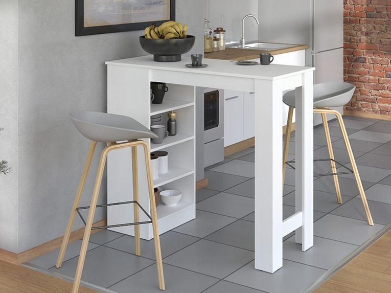 Tavolo Fisso Bianco 2 Posti Forma Rettangolare 120x50x105h cm, Materiale Piano in Legno Nobilitato - Sedriano