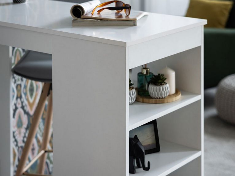 Tavolo Fisso Bianco 2 Posti Forma Rettangolare 120x50x105h cm, Materiale Piano in Legno Nobilitato - Sedriano