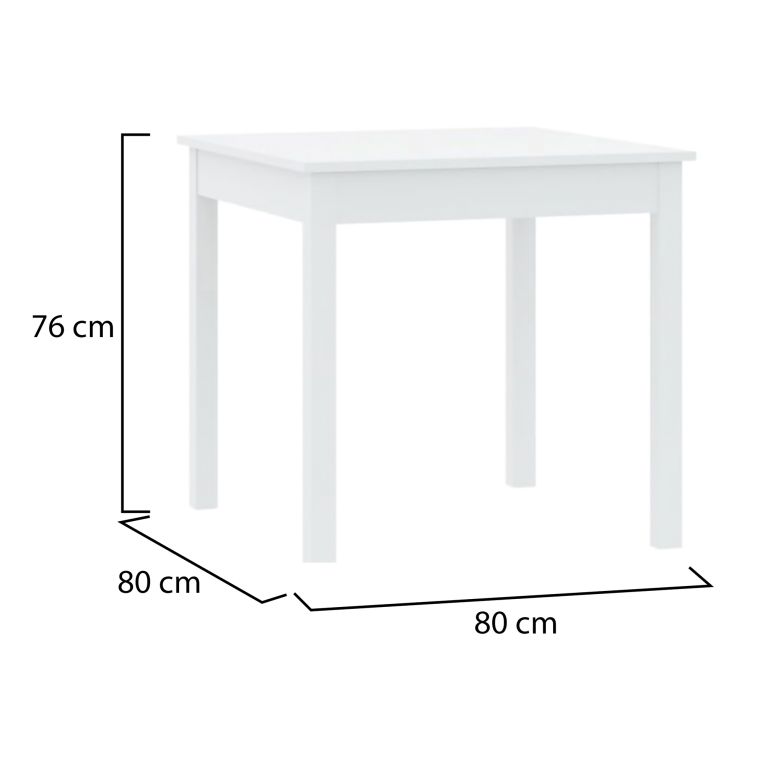 Tavolo Fisso Bianco 4 Posti Forma Quadrato 80x80x76h cm, Materiale Piano in Legno Nobilitato - Lofaka