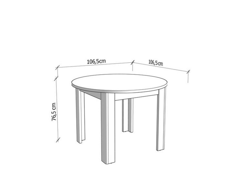 Tavolo Fisso Bianco 4 Posti Forma Rotondo 106.5x106.5x76.5h cm, Materiale Piano in Legno Nobilitato - Gorlago