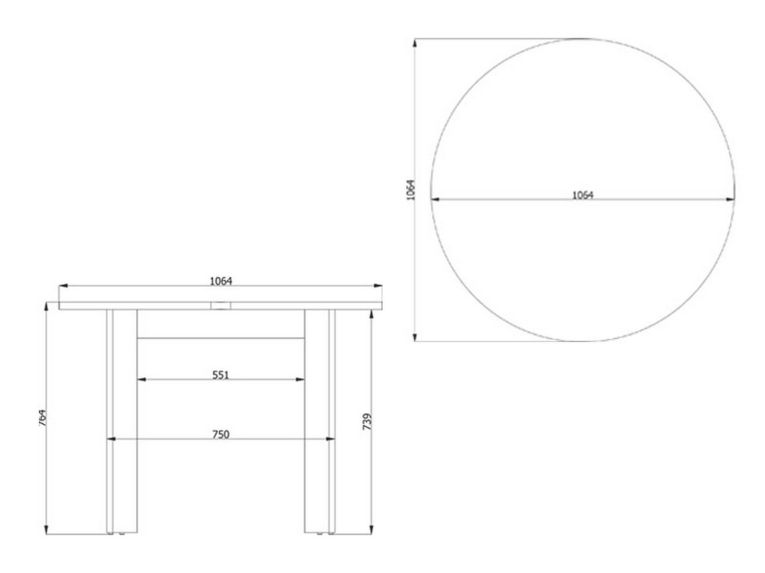 Tavolo Fisso Bianco 4 Posti Forma Rotondo 106.5x106.5x76.5h cm, Materiale Piano in Legno Nobilitato - Gorlago