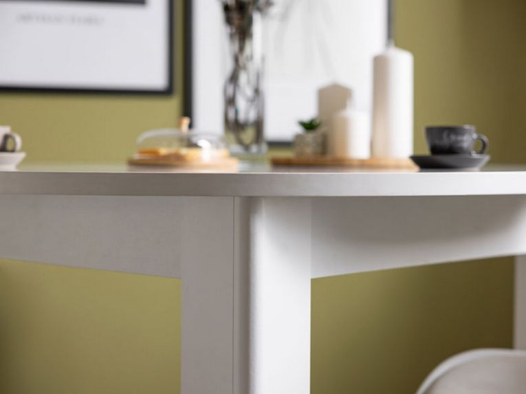 Tavolo Fisso Bianco 4 Posti Forma Rotondo 106.5x106.5x76.5h cm, Materiale Piano in Legno Nobilitato - Gorlago