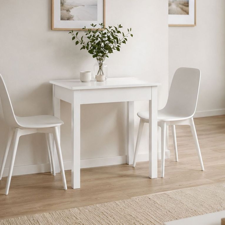 Tavolo Fisso Bianco 4 Posti Forma Rotondo 75x55x76h cm, Materiale Piano in Legno Nobilitato - Loda