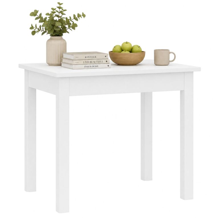 Tavolo Fisso Bianco 4 Posti Forma Rotondo 75x55x76h cm, Materiale Piano in Legno Nobilitato - Loda