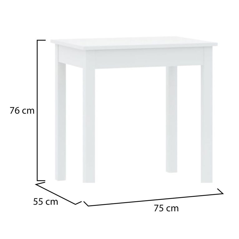 Tavolo Fisso Bianco 4 Posti Forma Rotondo 75x55x76h cm, Materiale Piano in Legno Nobilitato - Loda