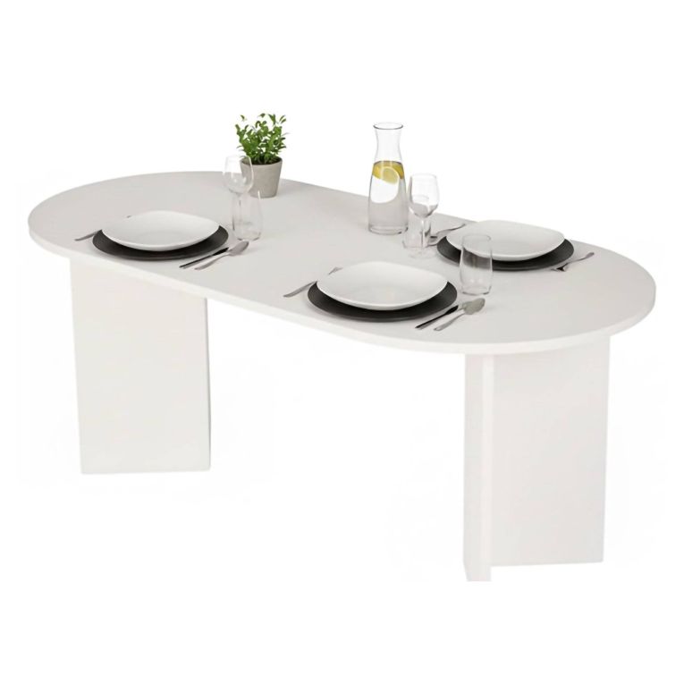 Tavolo Fisso Bianco 6 Posti Forma Ovale 180x89.5x75h cm, Peso Supportato 70 kg - Monterano
