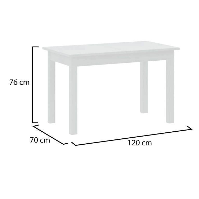Tavolo Fisso Bianco 6 Posti Forma Rettangolare 120x70x76h cm, Materiale Piano in Legno Nobilitato - Litabana