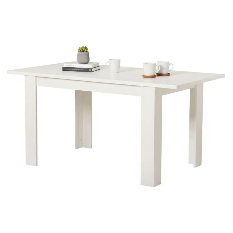 Tavolo Fisso Bianco 6 Posti Forma Rettangolare 120x80x74.5h cm, Materiale Piano in Legno Nobilitato - Uscio