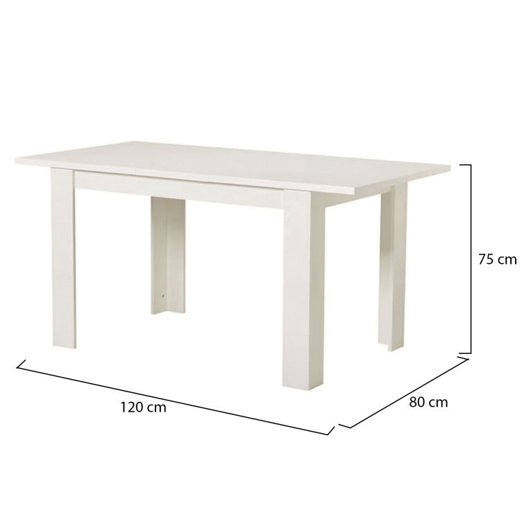 Tavolo Fisso Bianco 6 Posti Forma Rettangolare 120x80x74.5h cm, Materiale Piano in Legno Nobilitato - Uscio