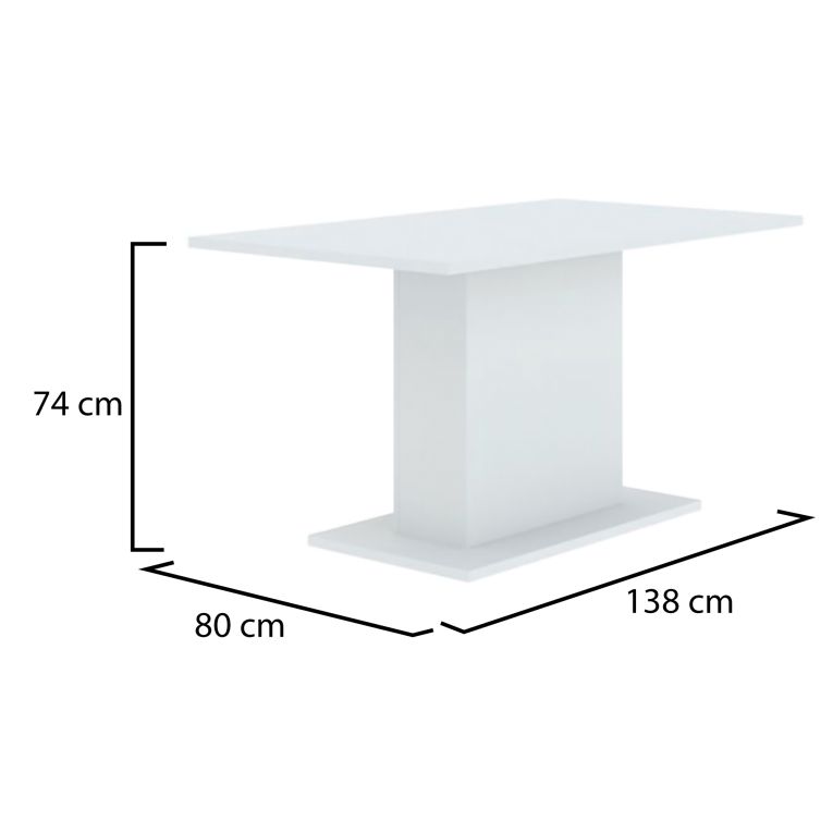 Tavolo Fisso Bianco 6 Posti Forma Rettangolare 138x80x74h cm, Materiale Piano in Legno Nobilitato - Litarari
