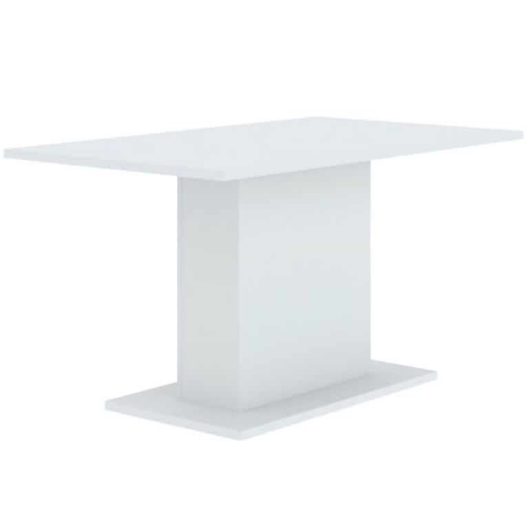 Tavolo Fisso Bianco 6 Posti Forma Rettangolare 138x80x74h cm, Materiale Piano in Legno Nobilitato - Litarari