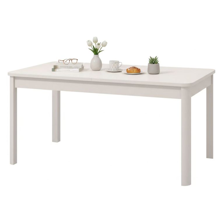 Tavolo Fisso Bianco 6 Posti Forma Rettangolare 160x90.5x76.5h cm, Materiale Piano in Legno Nobilitato - Tonara