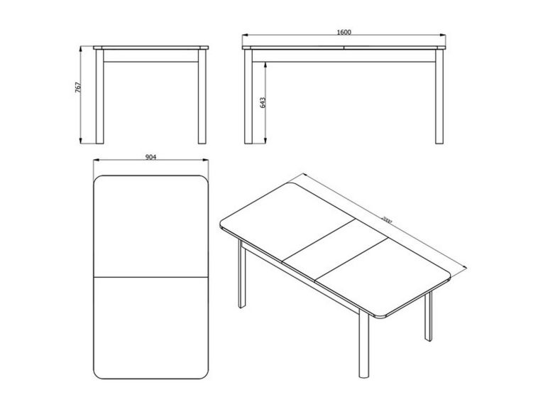 Tavolo Fisso Bianco 6 Posti Forma Rettangolare 160x90.5x76.5h cm, Materiale Piano in Legno Nobilitato - Tonara