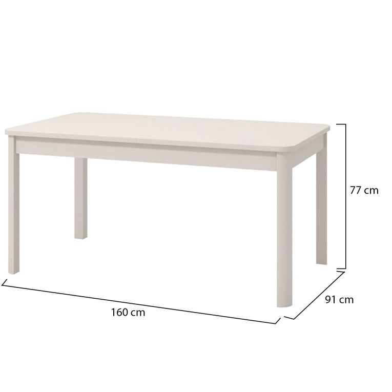 Tavolo Fisso Bianco 6 Posti Forma Rettangolare 160x90.5x76.5h cm, Materiale Piano in Legno Nobilitato - Tonara