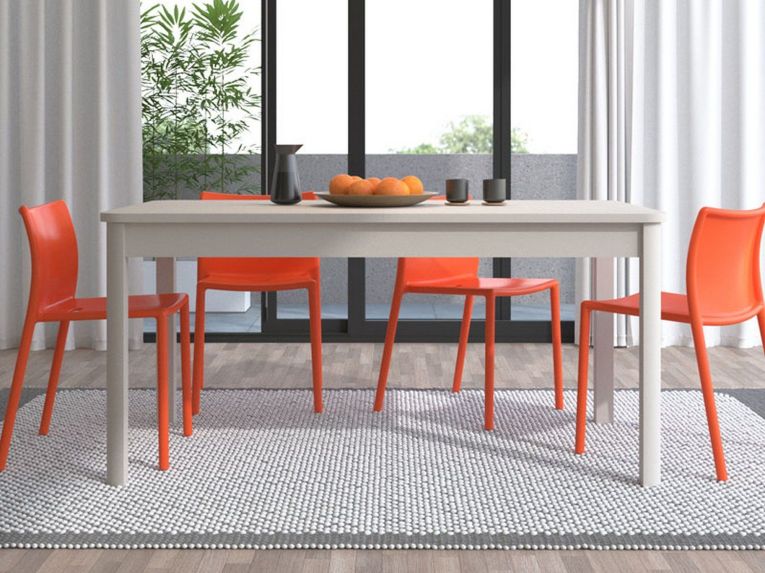 Tavolo Fisso Bianco 6 Posti Forma Rettangolare 160x90.5x76.5h cm, Materiale Piano in Legno Nobilitato - Tonara