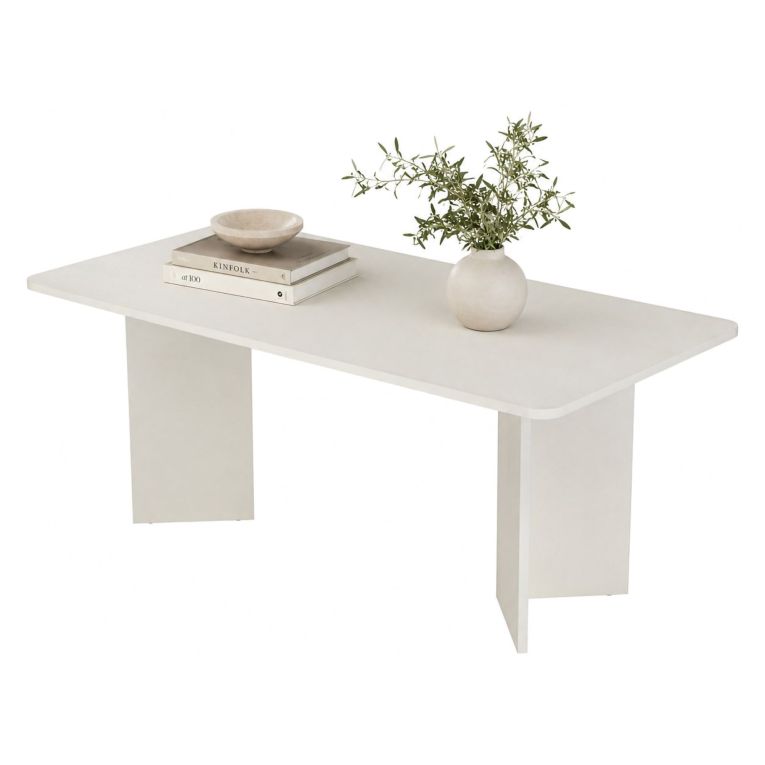 Tavolo Fisso Bianco 6 Posti Forma Rettangolare 180x90x75h cm, Materiale Piano in Legno Nobilitato - Noleme