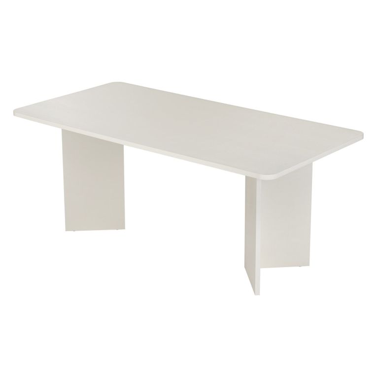 Tavolo Fisso Bianco 6 Posti Forma Rettangolare 180x90x75h cm, Materiale Piano in Legno Nobilitato - Noleme
