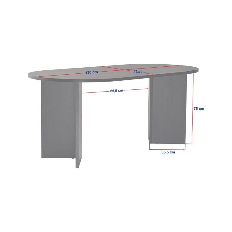 Tavolo Fisso Bianco Marmo 6 Posti Forma Ovale 180x89.5x75h cm, Peso Supportato 70 kg - Monterano