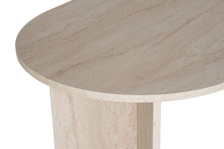 Tavolo Fisso Bianco Marmo 6 Posti Forma Ovale 180x89.5x75h cm, Peso Supportato 70 kg - Monterano