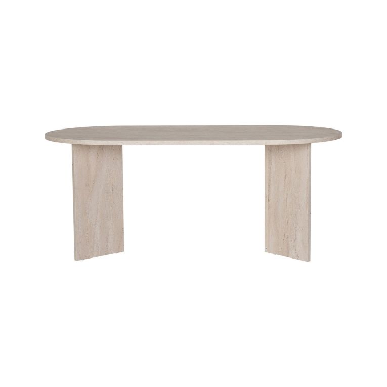 Tavolo Fisso Bianco Marmo 6 Posti Forma Ovale 180x89.5x75h cm, Peso Supportato 70 kg - Monterano