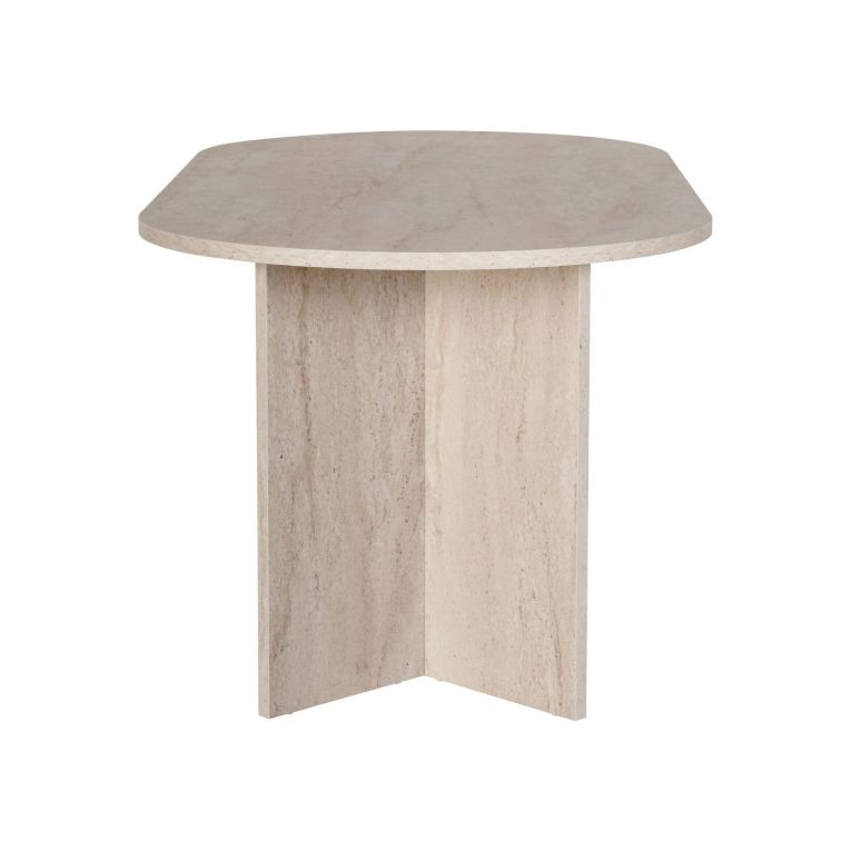 Tavolo Fisso Bianco Marmo 6 Posti Forma Ovale 180x89.5x75h cm, Peso Supportato 70 kg - Monterano