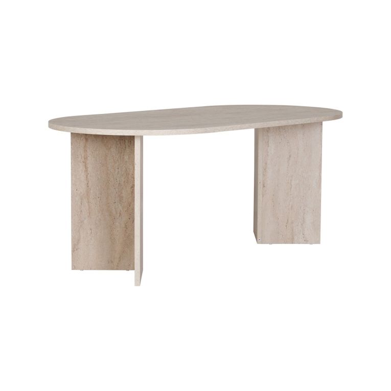 Tavolo Fisso Bianco Marmo 6 Posti Forma Ovale 180x89.5x75h cm, Peso Supportato 70 kg - Monterano
