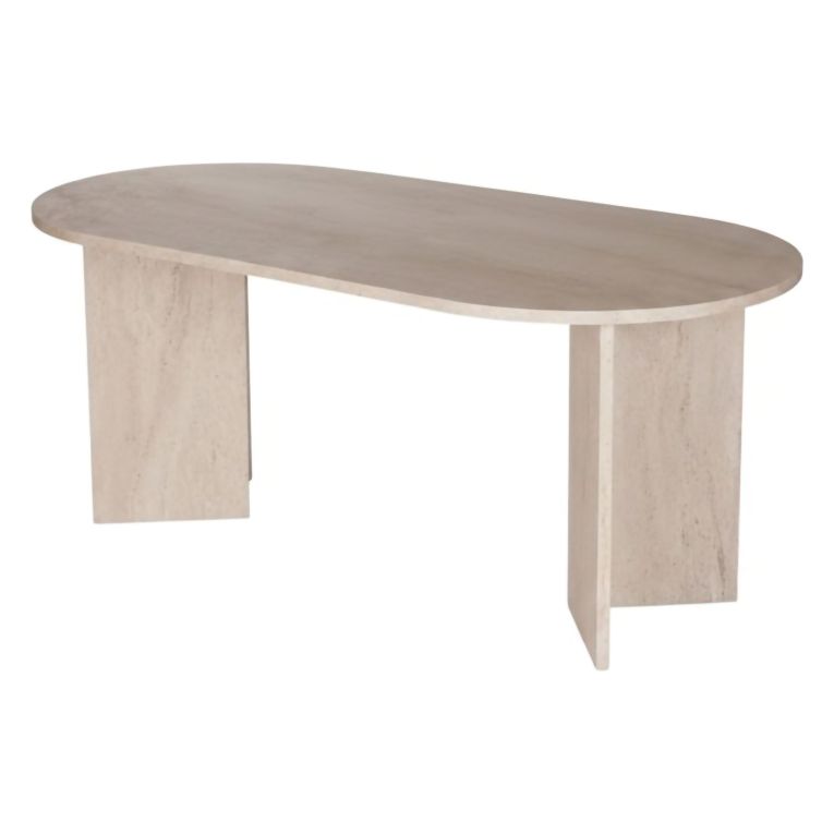 Tavolo Fisso Bianco Marmo 6 Posti Forma Ovale 180x89.5x75h cm, Peso Supportato 70 kg - Monterano