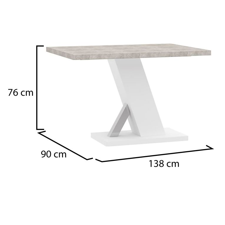 Tavolo Fisso Bianco Marmo Bianco 6 Posti Dettaglio Effetto Vetro 138x90x76h cm, Forma Rettangolare - Litopa