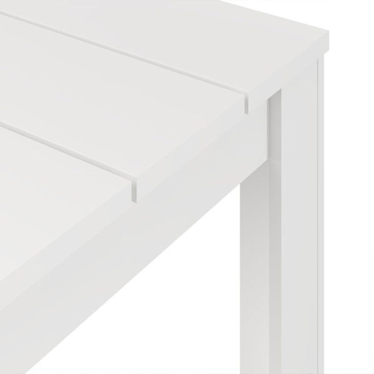 Tavolo Fisso Bianco Opaco 4 Posti Ripiano Effetto Dogato 80x80x76h cm, Forma Quadrato - Trosa