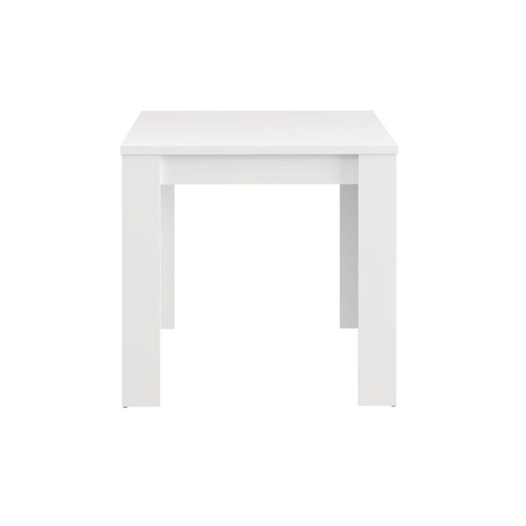 Tavolo Fisso Bianco Opaco 4 Posti Ripiano Effetto Dogato 80x80x76h cm, Forma Quadrato - Trosa