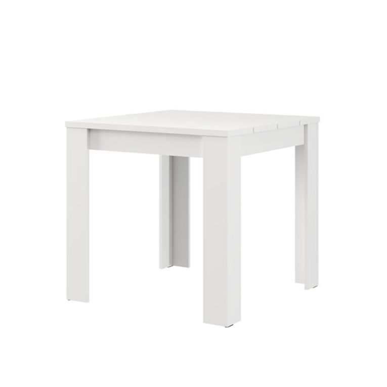 Tavolo Fisso Bianco Opaco 4 Posti Ripiano Effetto Dogato 80x80x76h cm, Forma Quadrato - Trosa