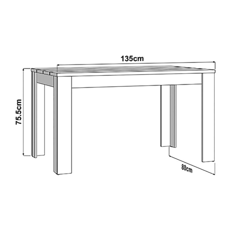 Tavolo Fisso Bianco Opaco 6 Posti Ripiano Effetto Dogato 135x80x76h cm, Forma Rettangolare - Sort