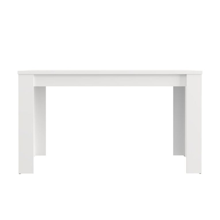 Tavolo Fisso Bianco Opaco 6 Posti Ripiano Effetto Dogato 135x80x76h cm, Forma Rettangolare - Sort