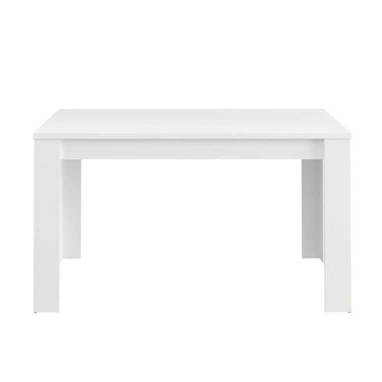 Tavolo Fisso Bianco Opaco 6 Posti Ripiano Effetto Dogato 135x80x76h cm, Forma Rettangolare - Sort