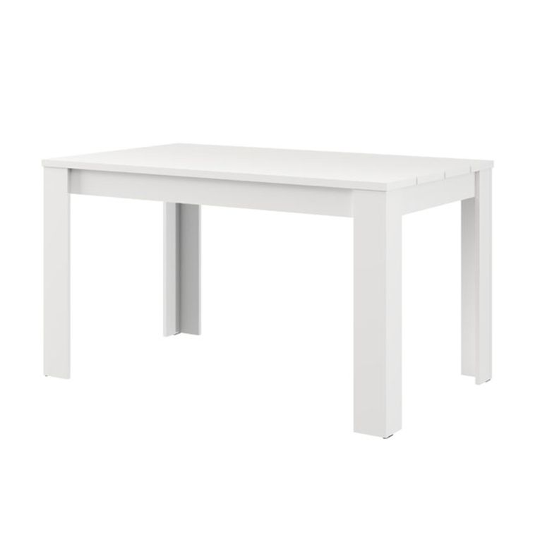 Tavolo Fisso Bianco Opaco 6 Posti Ripiano Effetto Dogato 135x80x76h cm, Forma Rettangolare - Sort