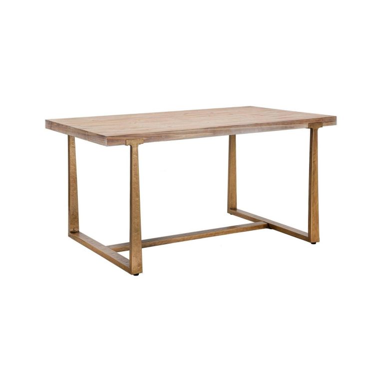 Tavolo fisso Bisenti, Ripiano da cucina, Consolle per sala da pranzo, Ripiano rettangolare fisso, Oro e Marrone, 150x90 h78 cm