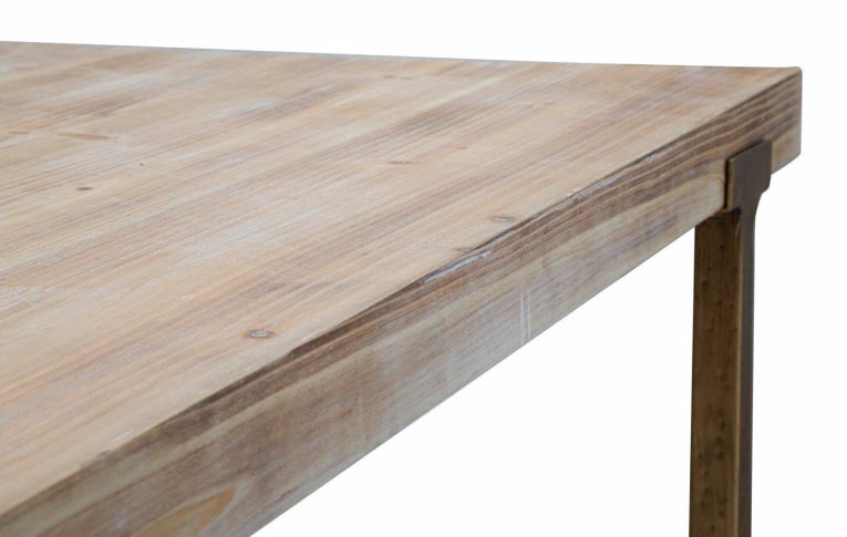 Tavolo fisso Bisenti, Ripiano da cucina, Consolle per sala da pranzo, Ripiano rettangolare fisso, Oro e Marrone, 150x90 h78 cm