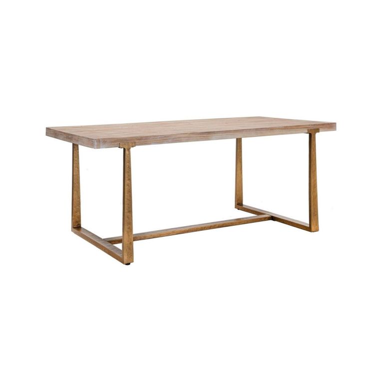 Tavolo fisso Bisenti, Ripiano da cucina, Consolle per sala da pranzo, Ripiano rettangolare fisso, Oro e Marrone, 180x90 h78 cm