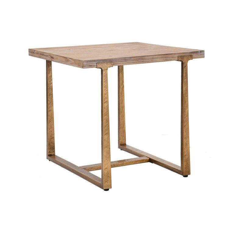 Tavolo fisso Bisenti, Ripiano da cucina, Consolle per sala da pranzo, Ripiano rettangolare fisso, Oro e Marrone, 80x80 h76 cm
