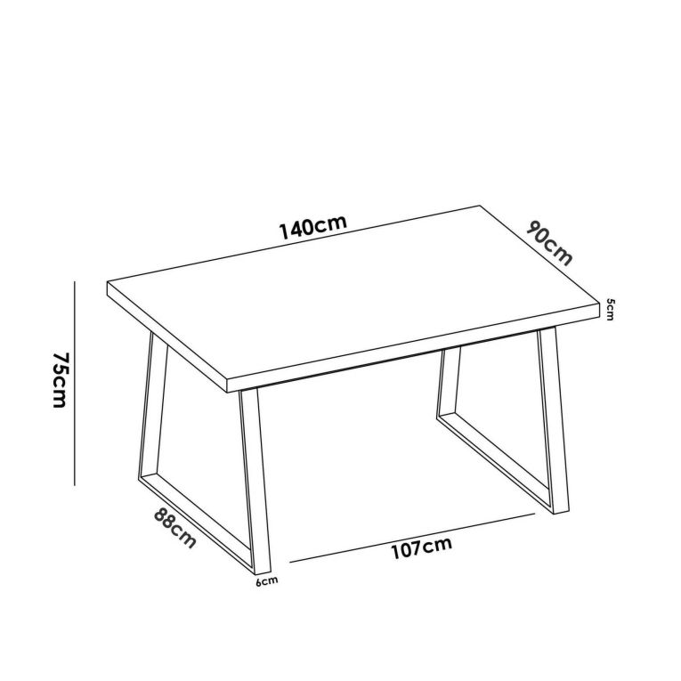 Tavolo fisso Campello, Tavolo da pranzo multiuso, Tavolo rettangolare da cucina o sala da pranzo, 140x90h75 cm, Rovere Nodi