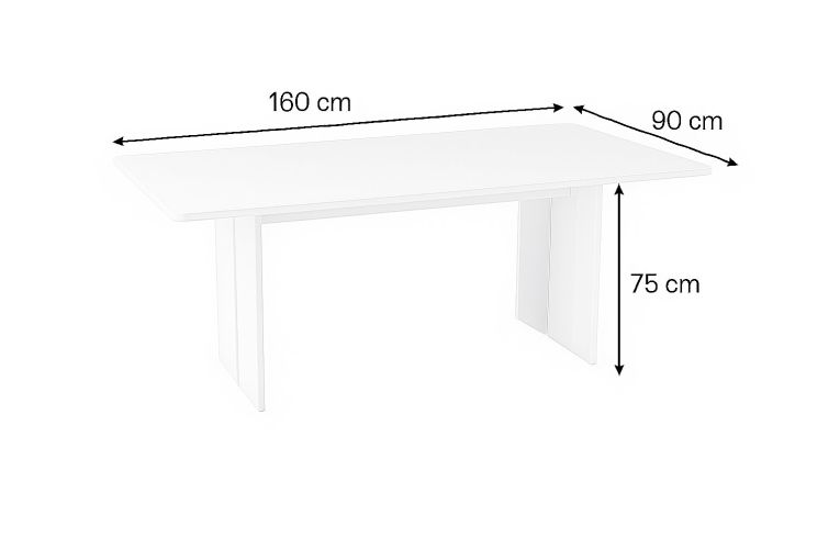 Tavolo fisso Gabriele, Tavolo rettangolare di design, Tavolo da cucina, 100% Made in Italy, cm 160x90h75, Bianco lucido