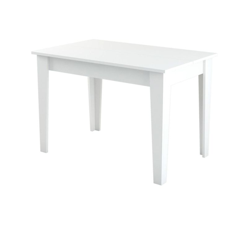 Tavolo fisso Heli, Ripiano da cucina, Consolle per sala da pranzo, Ripiano rettangolare fisso, 110x72 h75 cm, Bianco