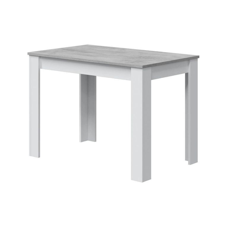 Tavolo fisso Lowell, Tavolo per sala pranzo, Tavolo consolle moderno per salotto o cucina, 109x67x78 cm, Bianco e Cemento
