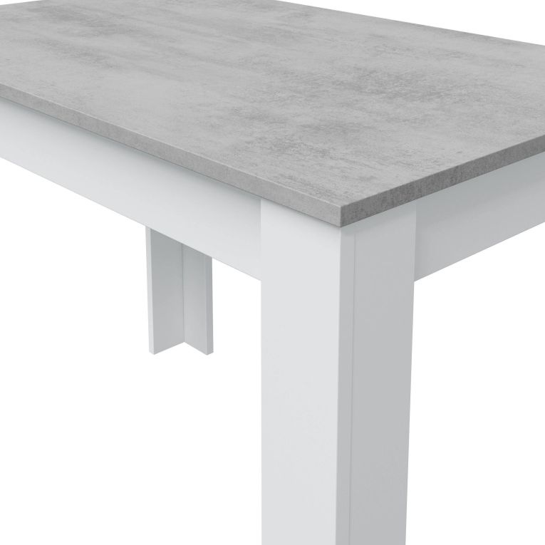 Tavolo fisso Lowell, Tavolo per sala pranzo, Tavolo consolle moderno per salotto o cucina, 109x67x78 cm, Bianco e Cemento
