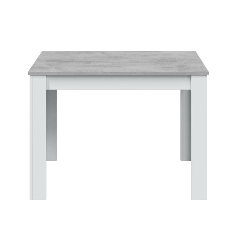 Tavolo fisso Lowell, Tavolo per sala pranzo, Tavolo consolle moderno per salotto o cucina, 109x67x78 cm, Bianco e Cemento