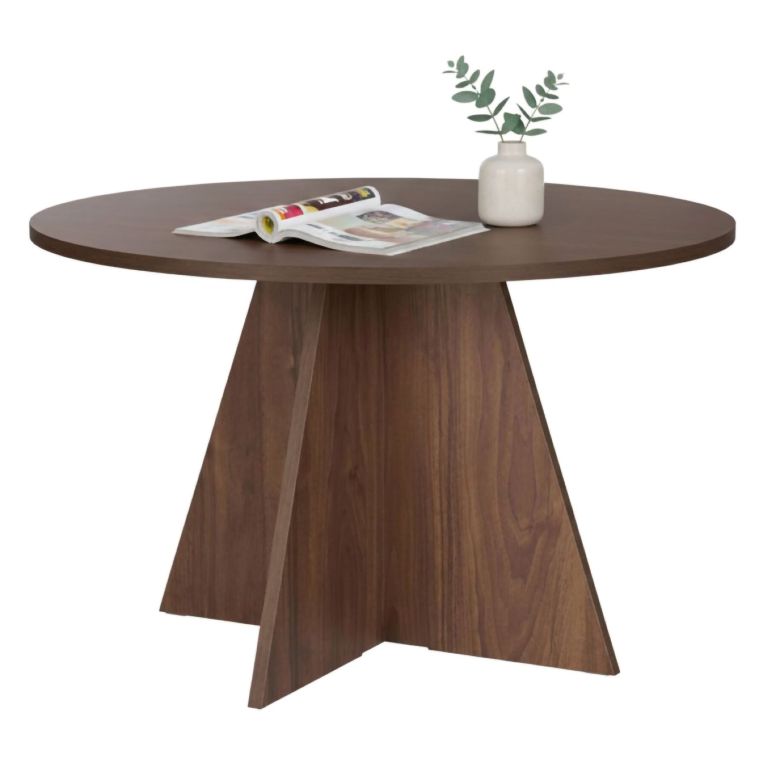 Tavolo Fisso Marrone Noce 4 Posti Forma Rotondo 120x120x75h cm, Peso Supportato 60 kg - Racale
