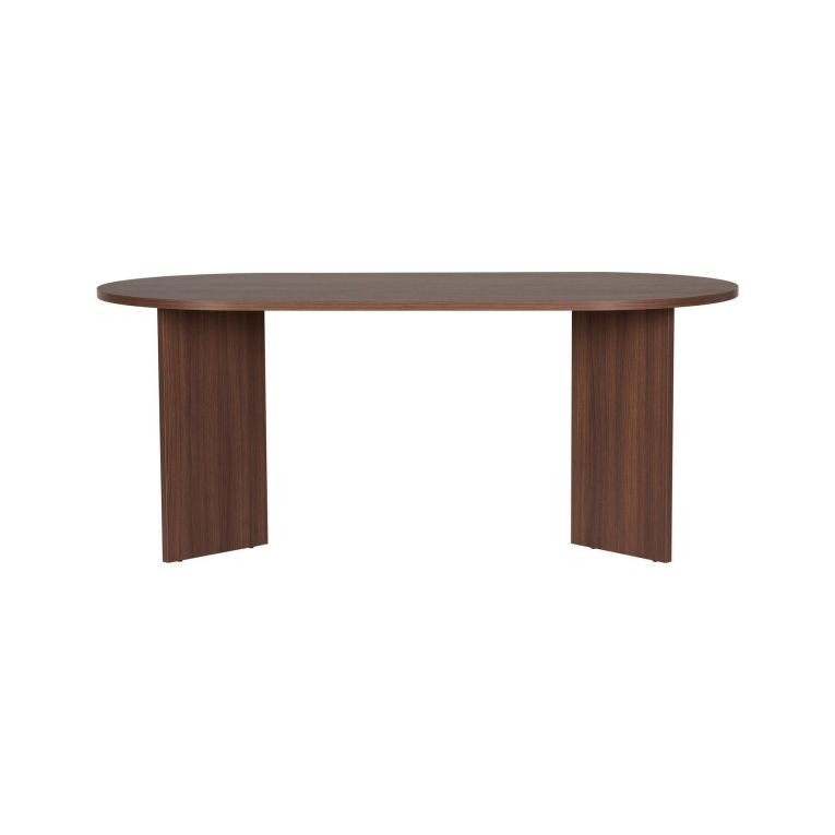 Tavolo Fisso Marrone Noce 6 Posti Forma Ovale 180x89.5x75h cm, Peso Supportato 70 kg - Monterano